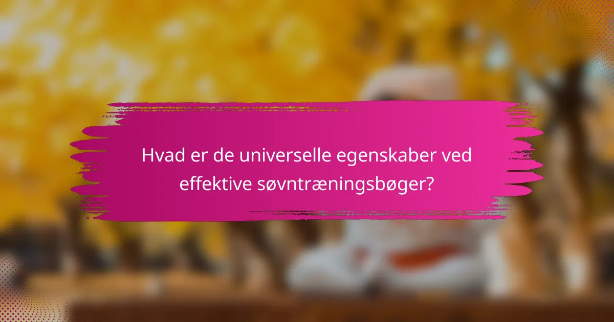 Hvad er de universelle egenskaber ved effektive søvntræningsbøger?