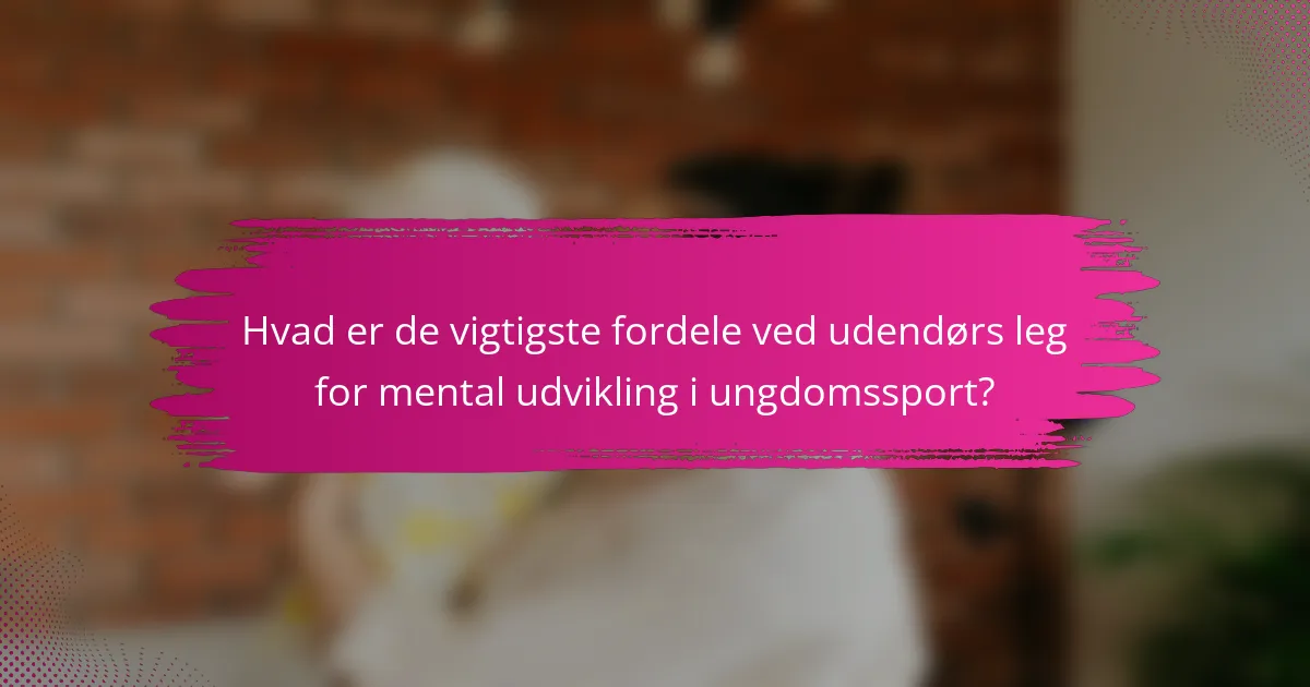 Hvad er de vigtigste fordele ved udendørs leg for mental udvikling i ungdomssport?